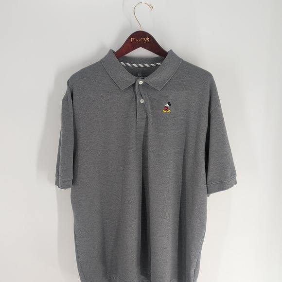 Disney Parks Short Sleeve Mickey Mouse Logo Pullover Polo Shirt Gray Size XL - Picture 1 of 8